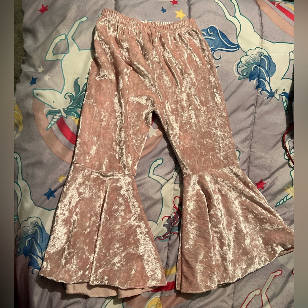 Velvet pink bell bottoms